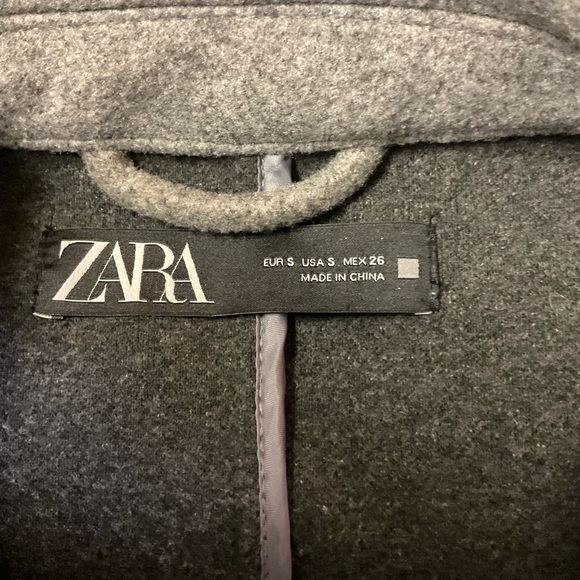 ZARA Gray Belted Coat Long Sleeve Pockets Size S - Picture 5 of 12